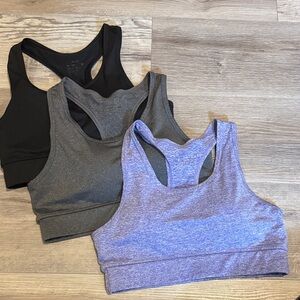 Women's Racerback Sports Bra Set - Black, Gray, Purple